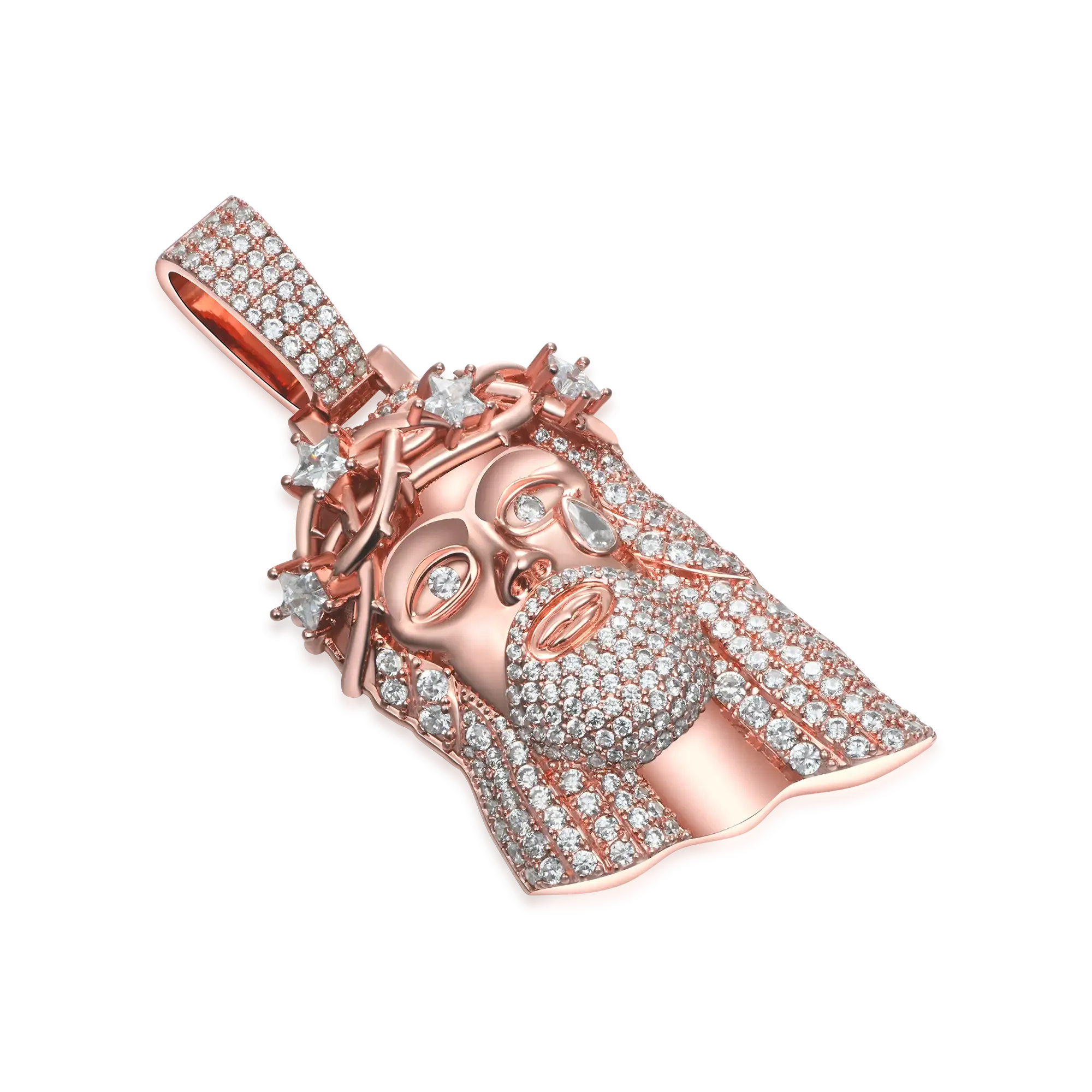 Moissanite Rose Gold Stellar Jesus Pendant - Large