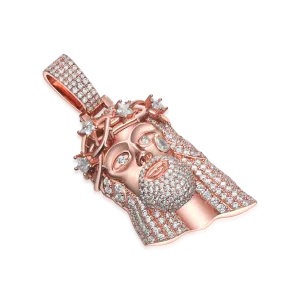 Moissanite Rose Gold Stellar Jesus Pendant - Large
