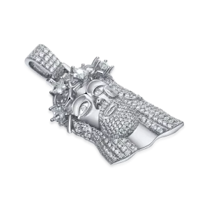 Moissanite White Gold Stellar Jesus Pendant - Small