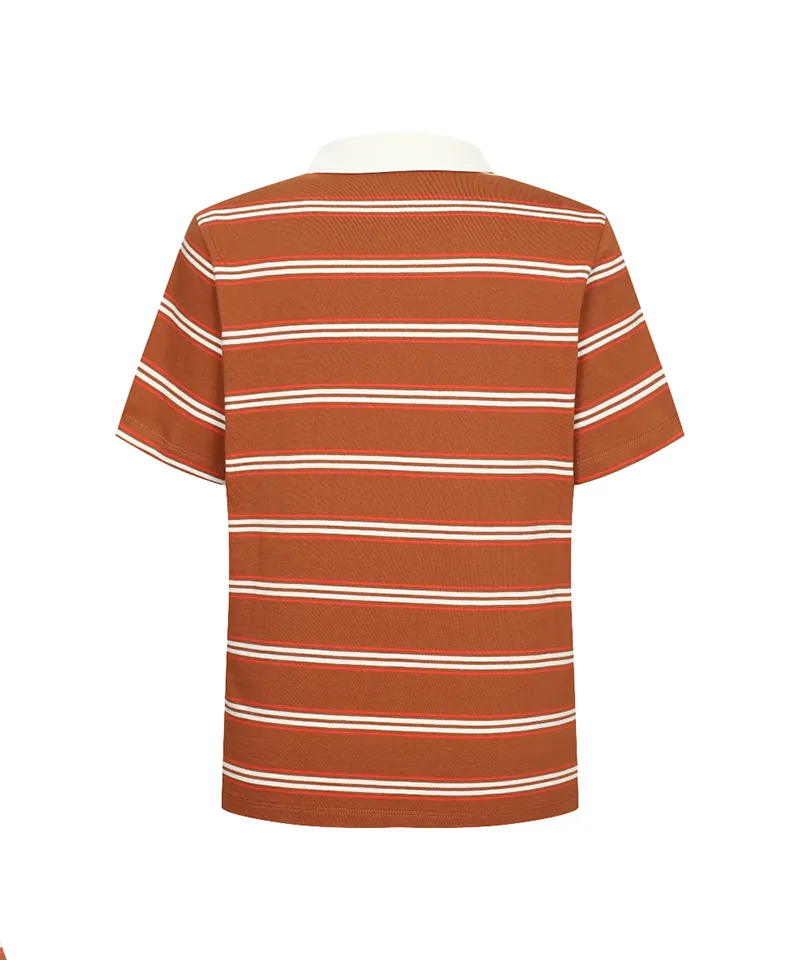 Monday Flow Striped Jersey Top - Brown
