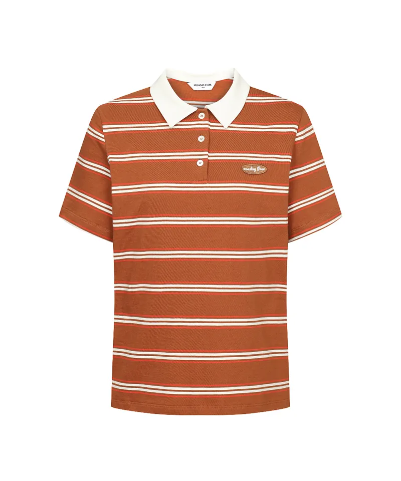 Monday Flow Striped Jersey Top - Brown