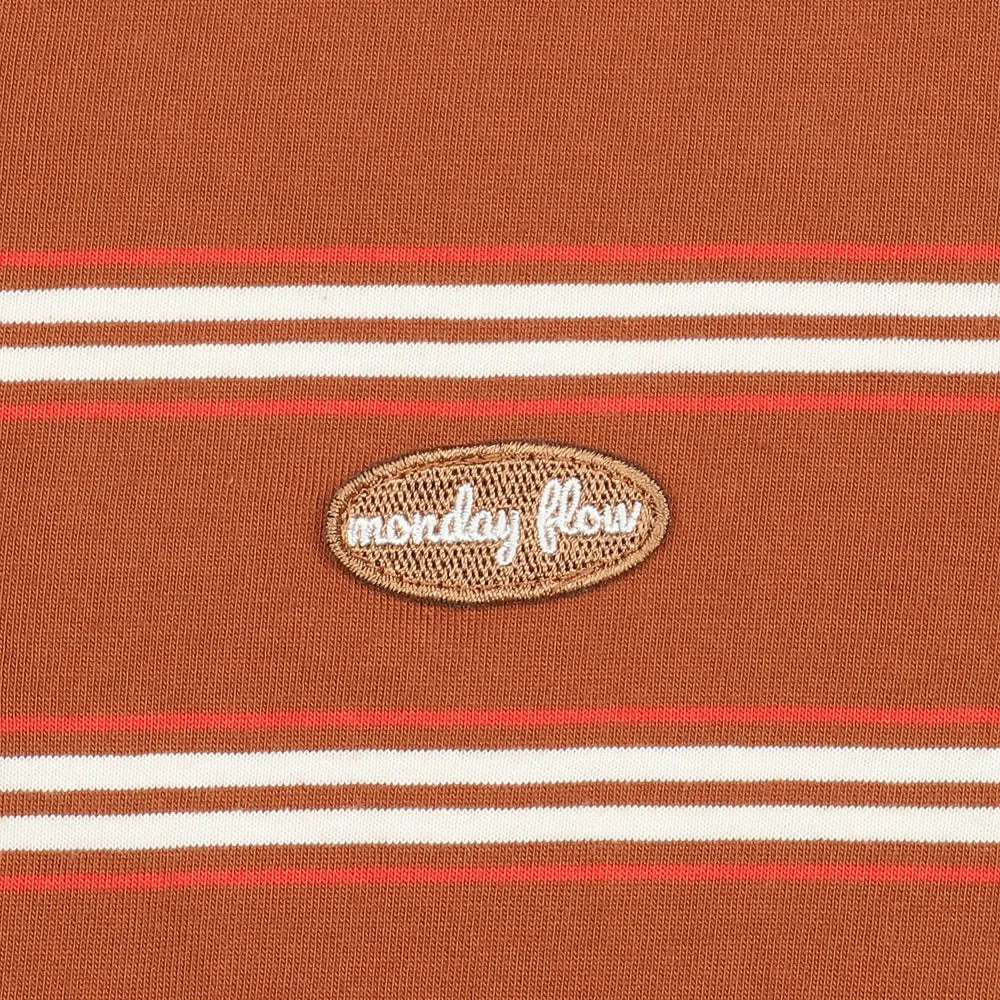 Monday Flow Striped Jersey Top - Brown