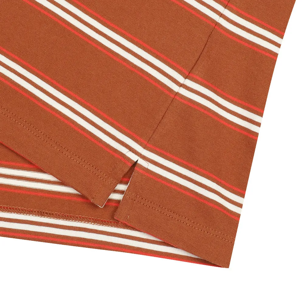 Monday Flow Striped Jersey Top - Brown