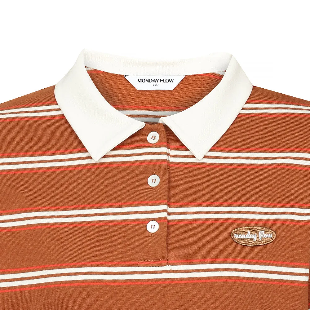 Monday Flow Striped Jersey Top - Brown