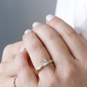 Moon Glow Art-Deco Natural Princess Cut Diamond Engagement Set