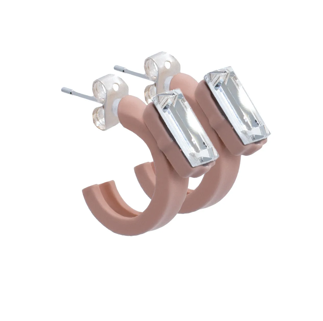 Murano Pink Sunset Flora Hoop Earrings with Crystal - Silk Effect