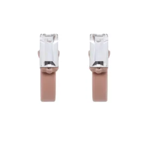Murano Pink Sunset Flora Hoop Earrings with Crystal - Silk Effect