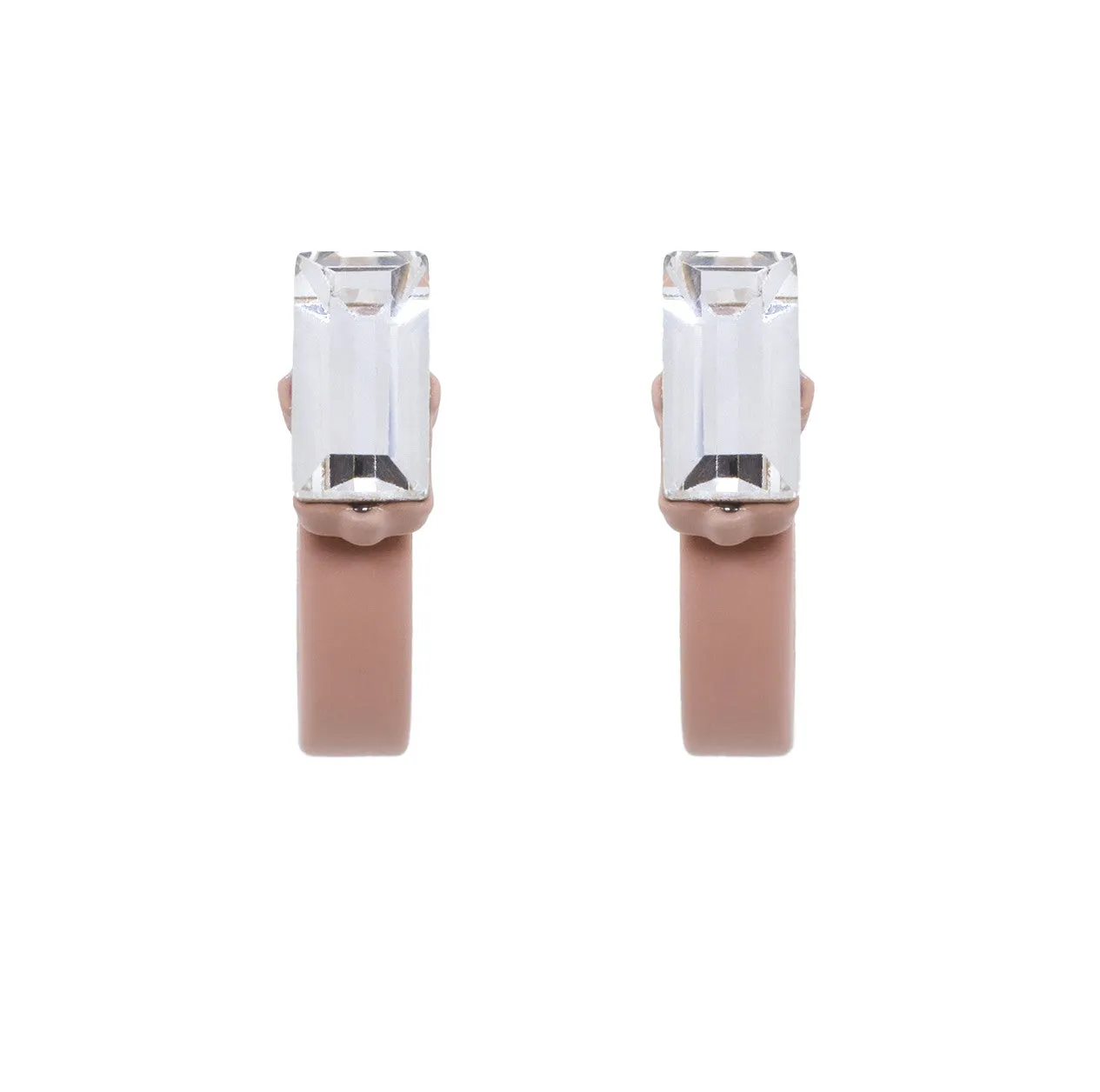 Murano Pink Sunset Flora Hoop Earrings with Crystal - Silk Effect