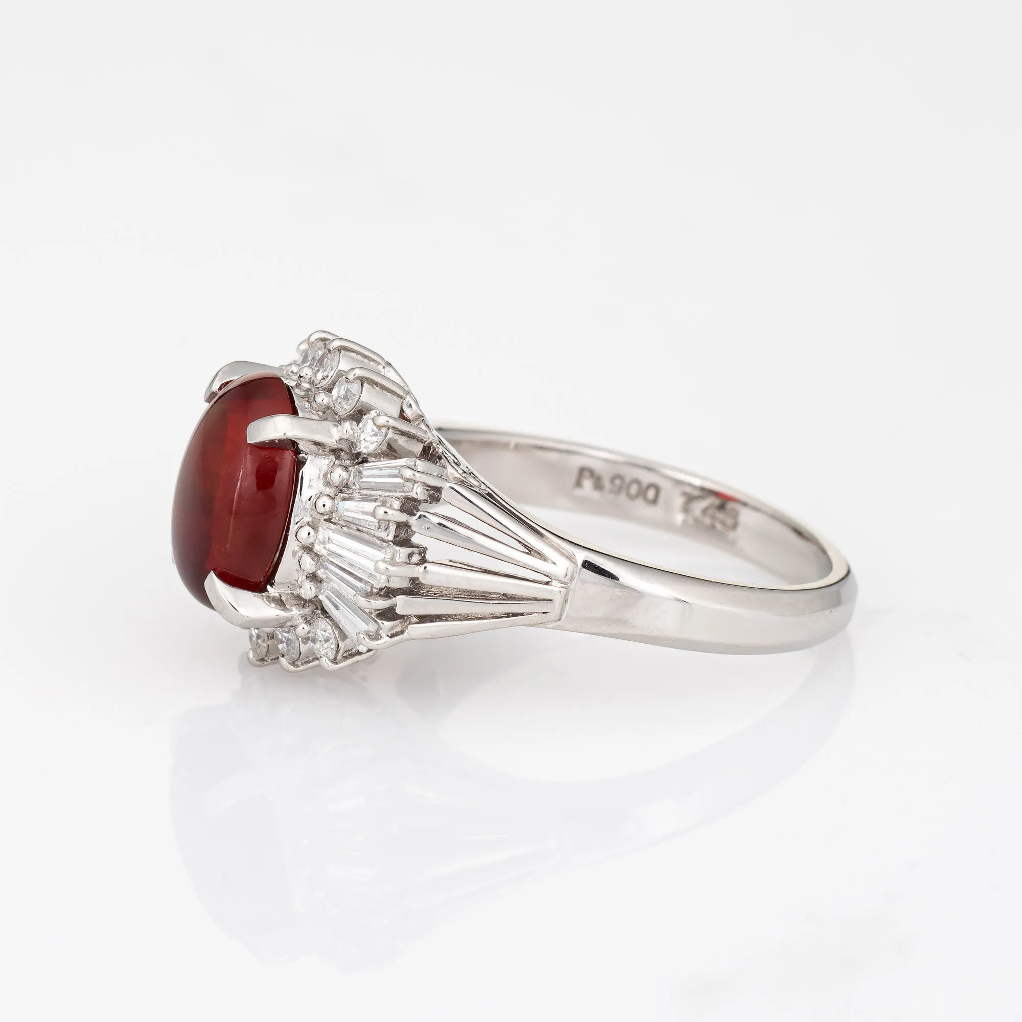 Natural Mexican Fire Opal Diamond Ring Platinum Estate Fine Jewelry Sz 6.25
