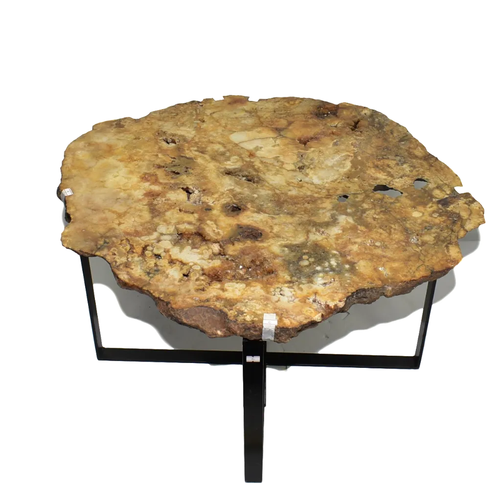 Natural Yellow Rose Amethyst Side Table