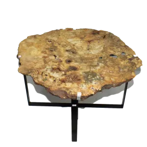 Natural Yellow Rose Amethyst Side Table