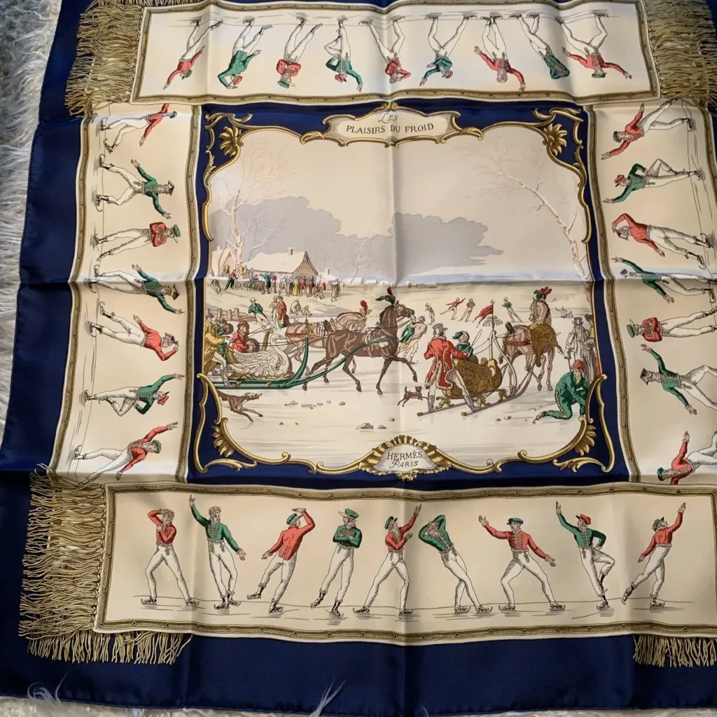 New in box Vintage Hermès Scarf Plaisirs Du Froid winter
