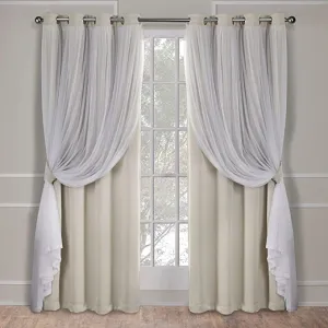 New in package! Wayfair Exclusive Home Catarina Layered Solid Blackout and Sheer Grommet Top Curtain Panel Pair, Sand, 52x96, 2 Piece, Retails $95 