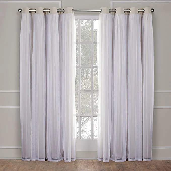 New in package! Wayfair Exclusive Home Catarina Layered Solid Blackout and Sheer Grommet Top Curtain Panel Pair, Sand, 52x96, 2 Piece, Retails $95 