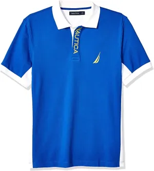 New with tags! Nautica Mens Short Sleeve Color Block Performance Pique Polo Shirt, Sz L!