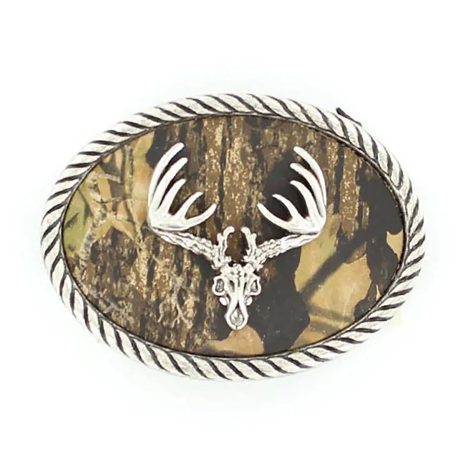 Nocona Mossy Oak Camo Deer Skull Belt Buckle
