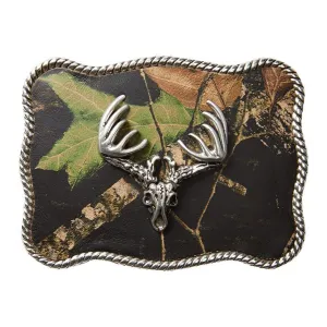 Nocona Rectangular Mossy Oak Buck Skull Camo Belt Buckle