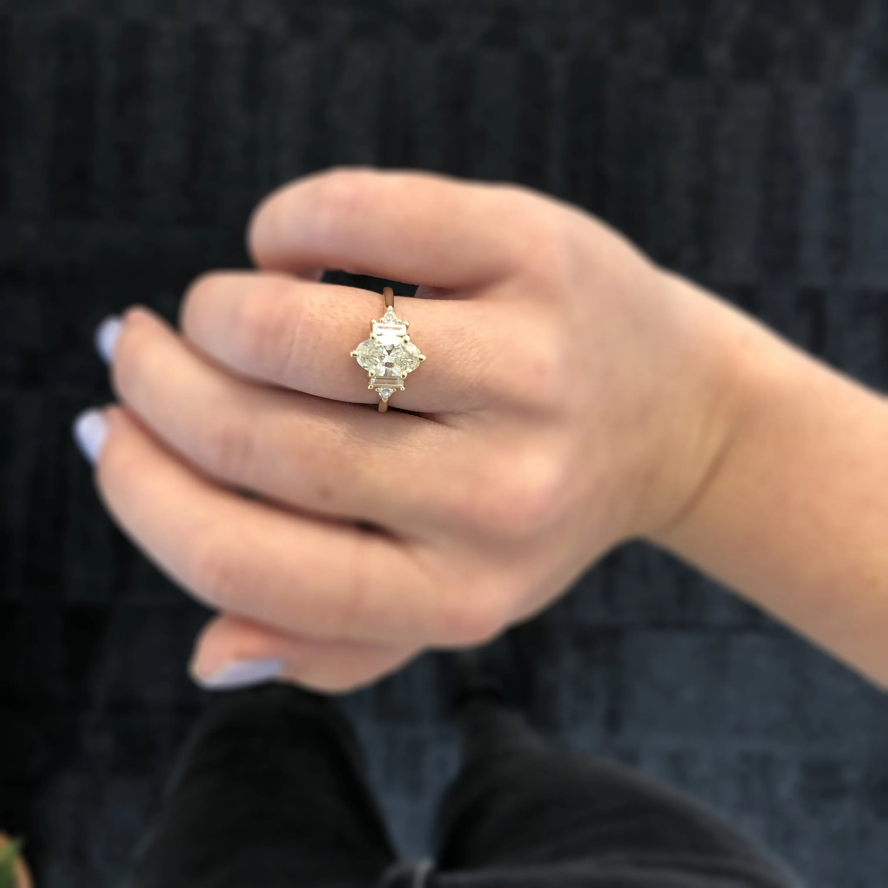 Noor Accent Diamonds Natural Oval  Diamond Engagement Ring
