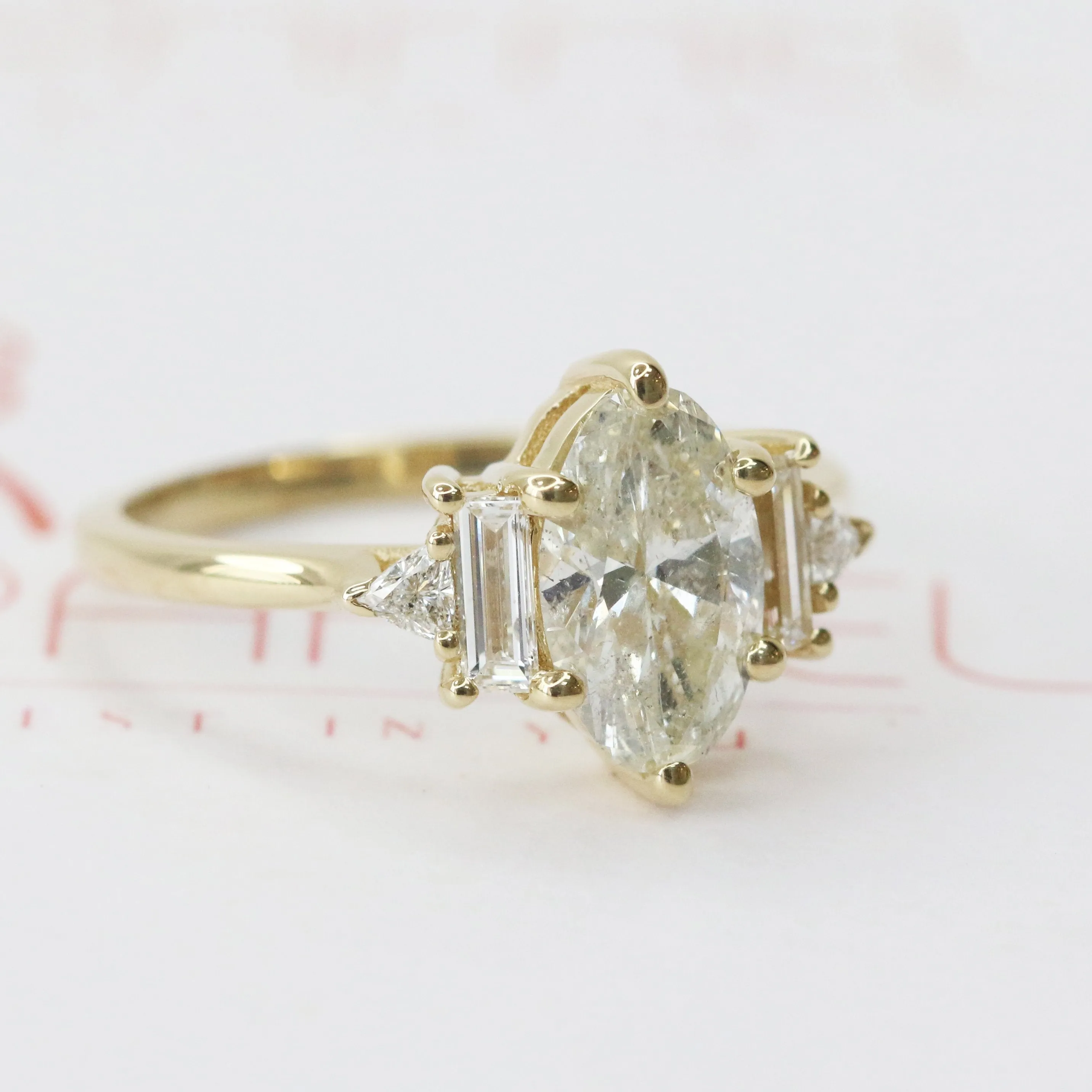 Noor Accent Diamonds Natural Oval  Diamond Engagement Ring