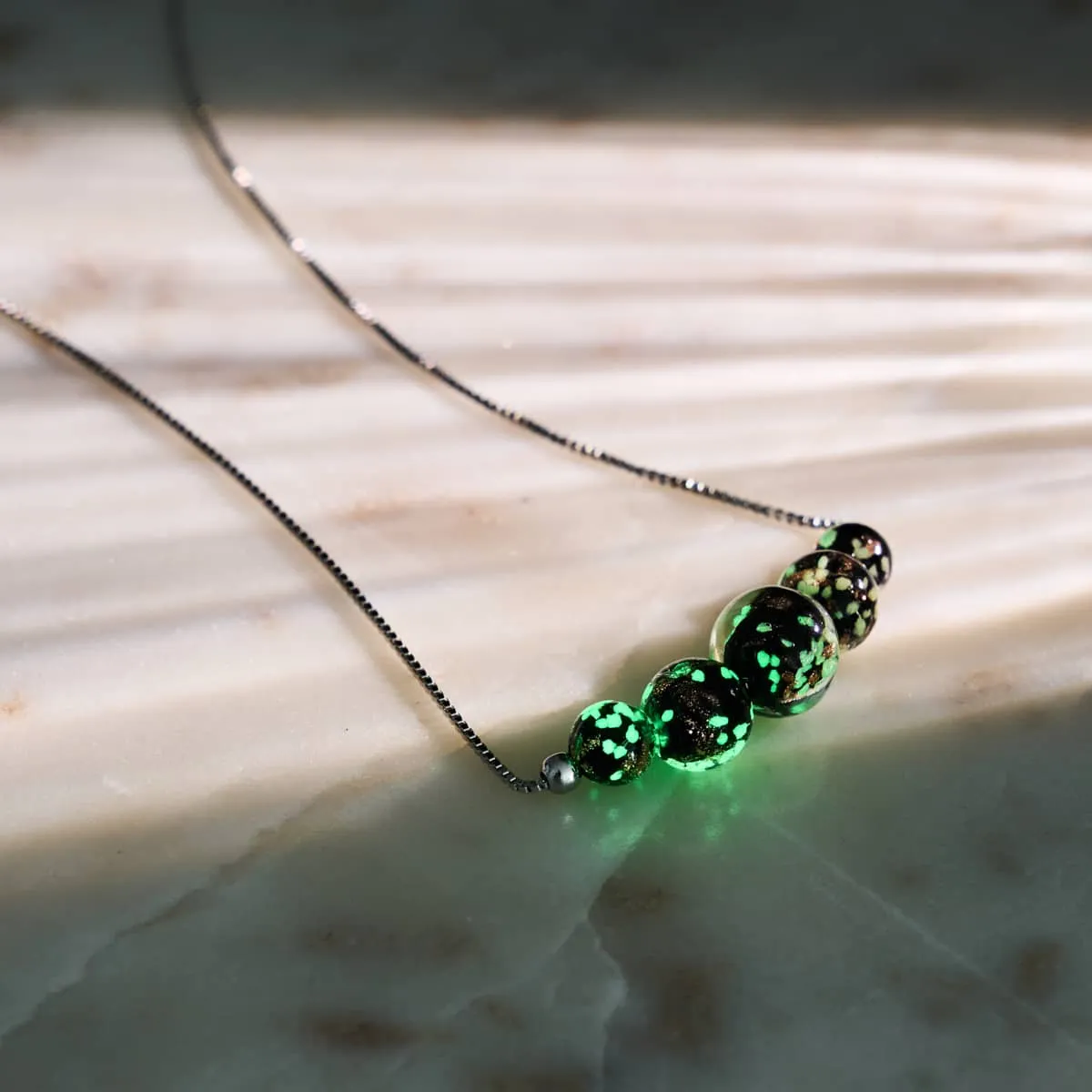 Obsidian | .925 Sterling Silver | Firefly Glass Infinity Clasp Necklace