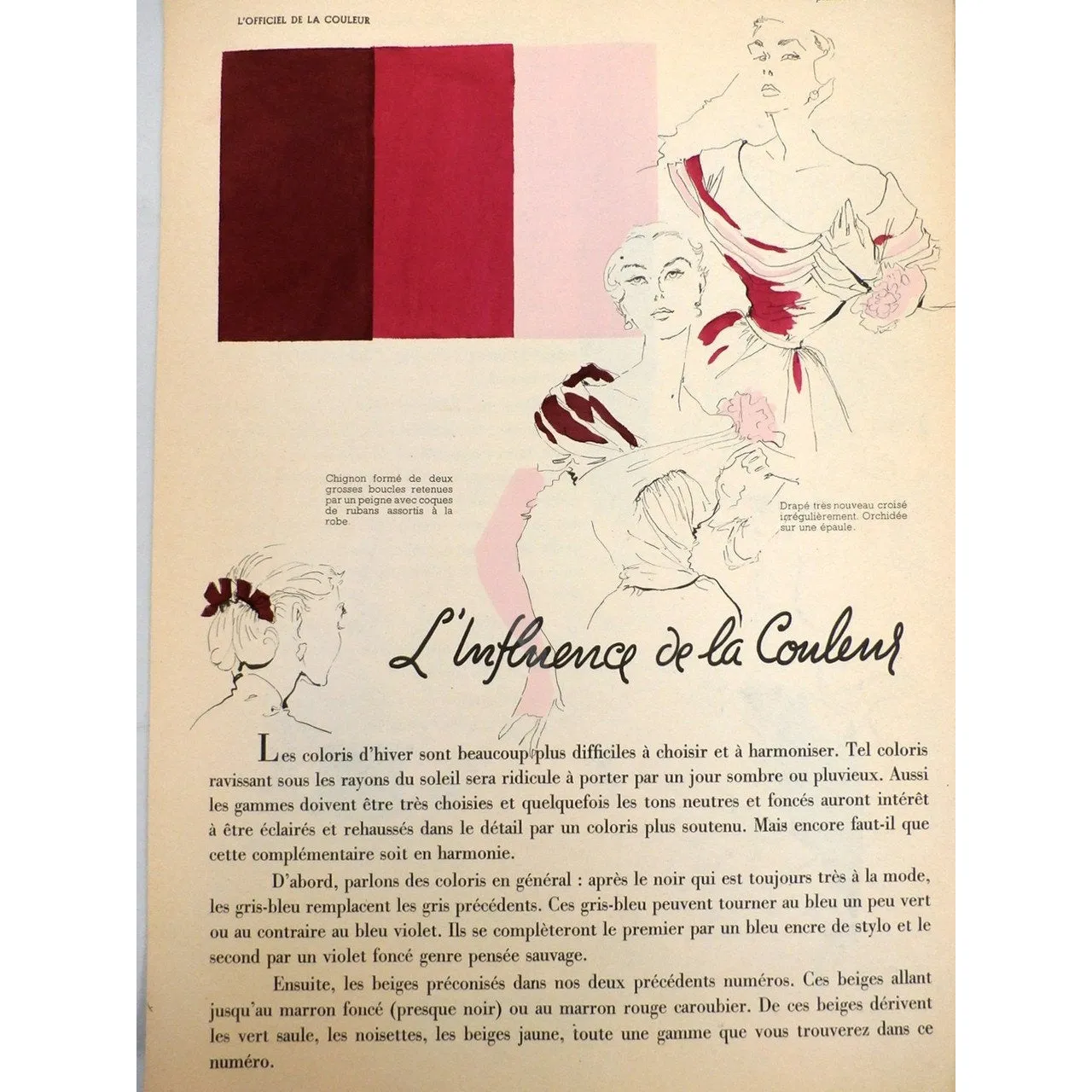 Officiel De La Couleur Des Industries De La Mode No. 16 Hiver 1952 4 Plates