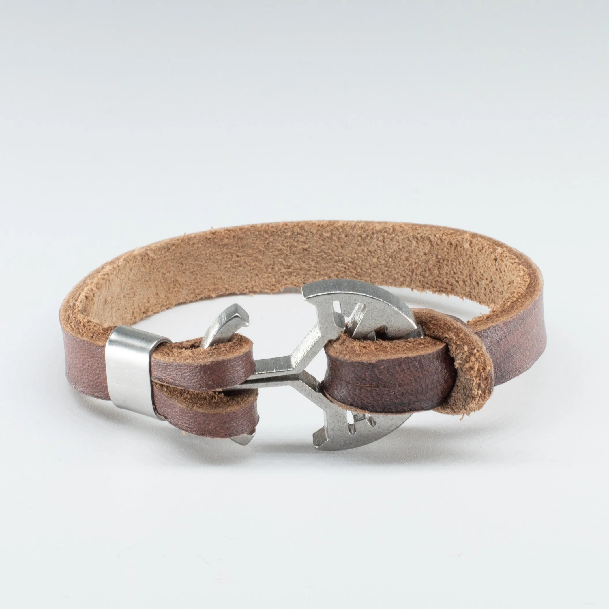 Organic Leather Band with a Stainless Steel “Anchor” Clasp