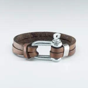 Organic Leather Wristband with a Stainless Steel “Sailor Knot” Clasp