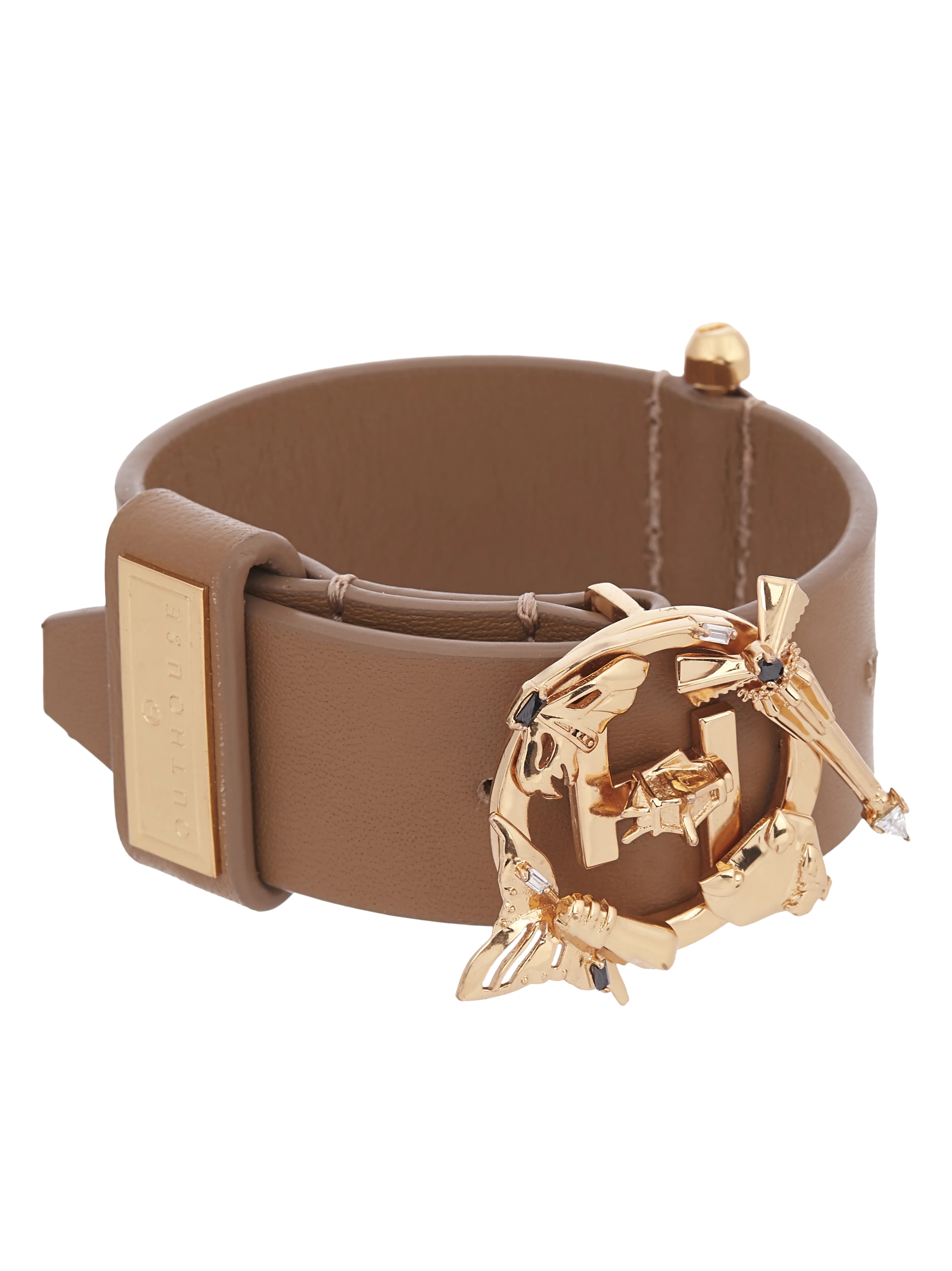 Outhouse   -   OH Series O.H. V Tan Leather Bracelet