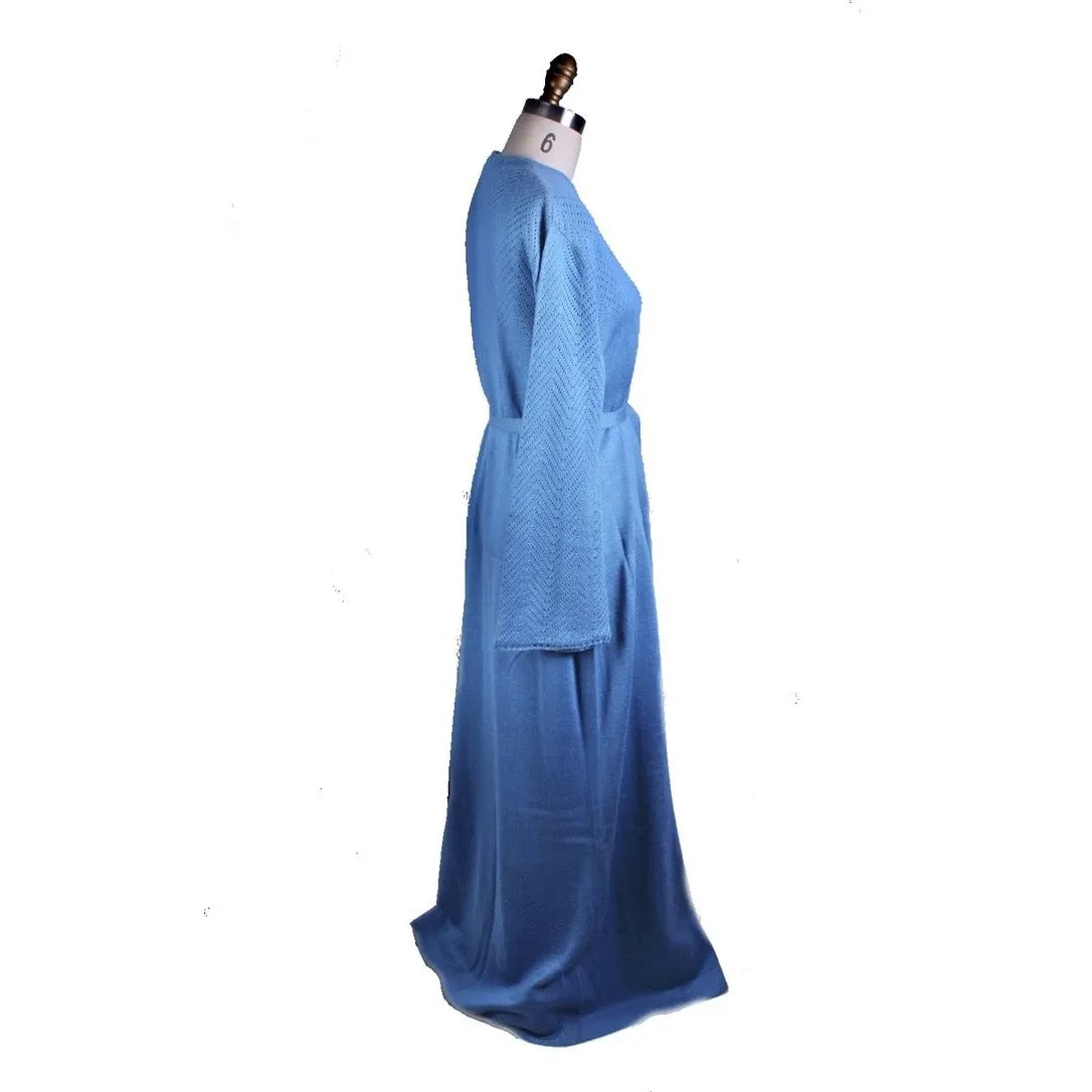 Parnes Feinstein VTG Blue Maxi Sweater Dress Womens Large NWOT Cashmere?