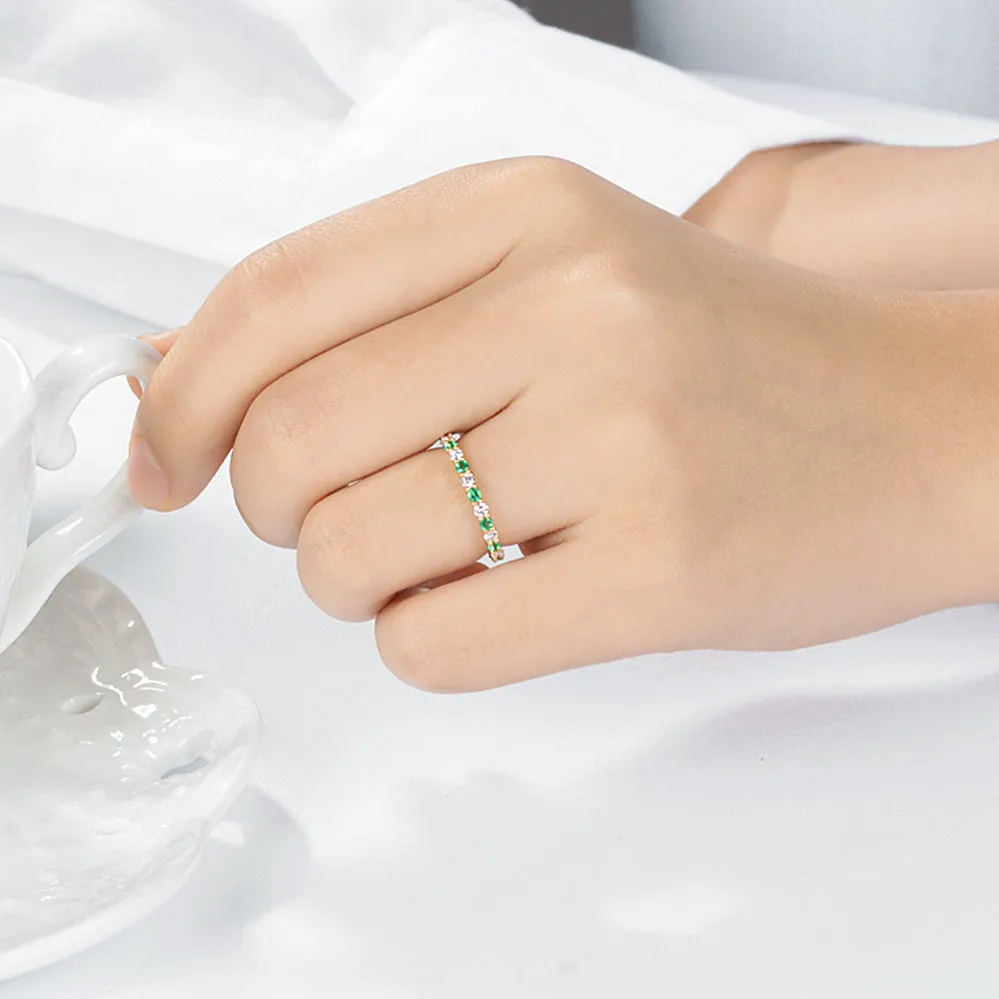 Pave Emerald and Diamond Full Eternity Ring