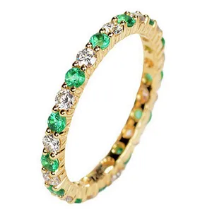 Pave Emerald and Diamond Full Eternity Ring