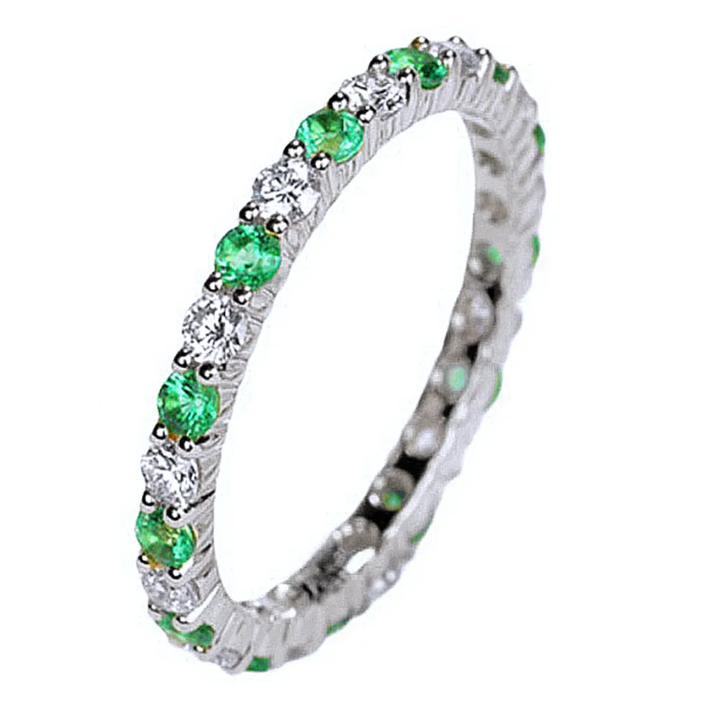 Pave Emerald and Diamond Full Eternity Ring