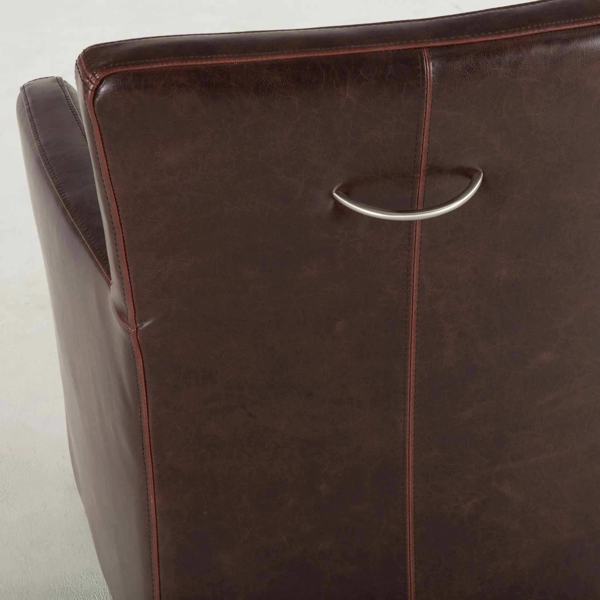Peabody Rolling Arm Chair, Dark Brown Leather
