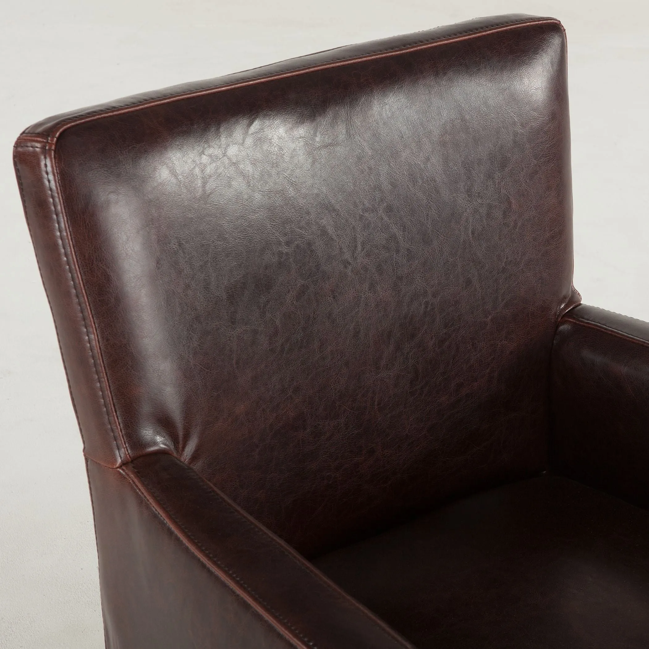 Peabody Rolling Arm Chair, Dark Brown Leather