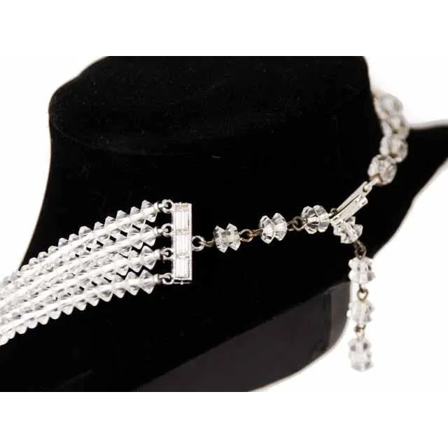 Petite Vintage Cut Glass 4 Strand Necklace 1940S