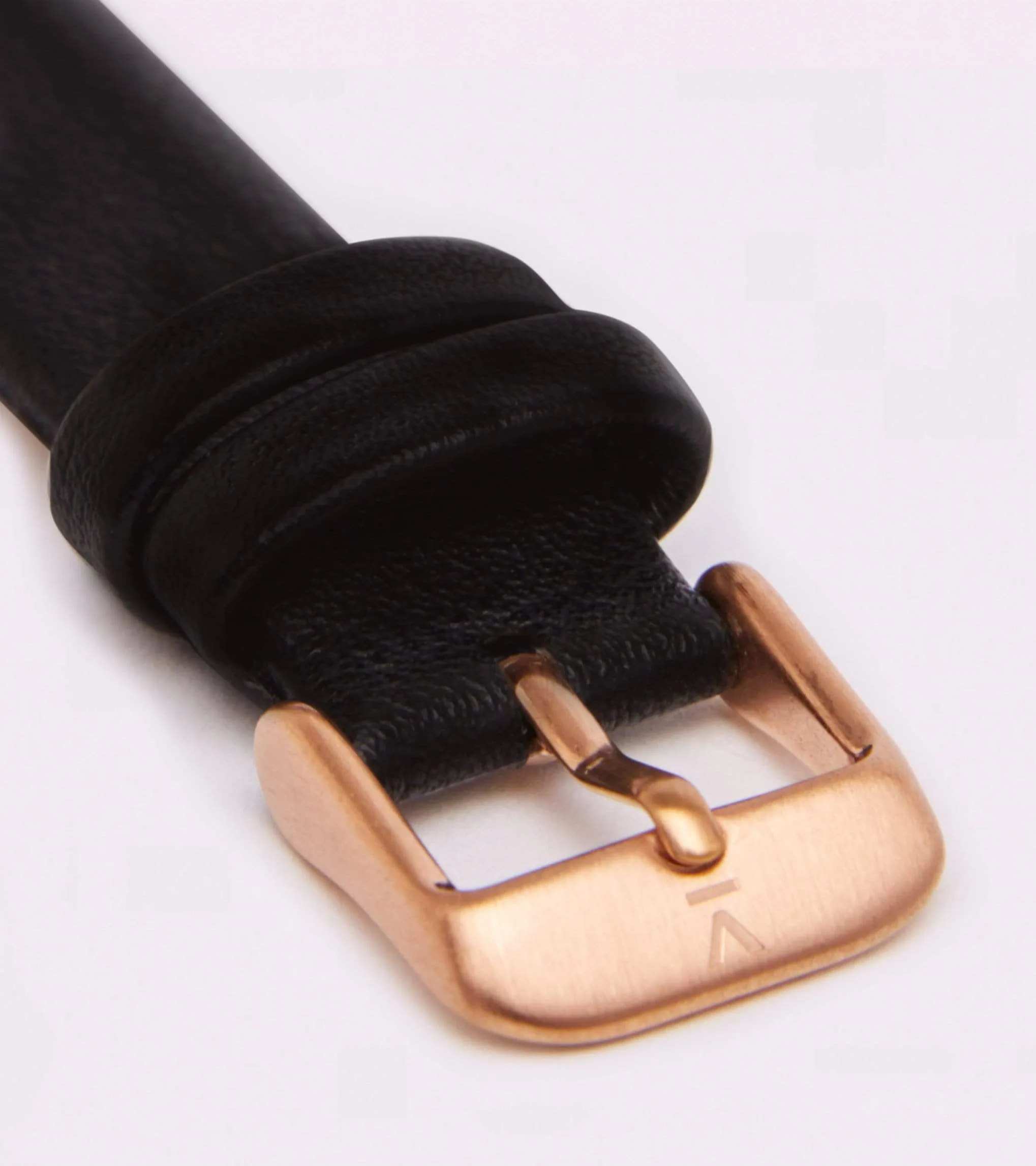 Petite Watch with Rose Gold & White Dial | Black Vegan Leather Strap