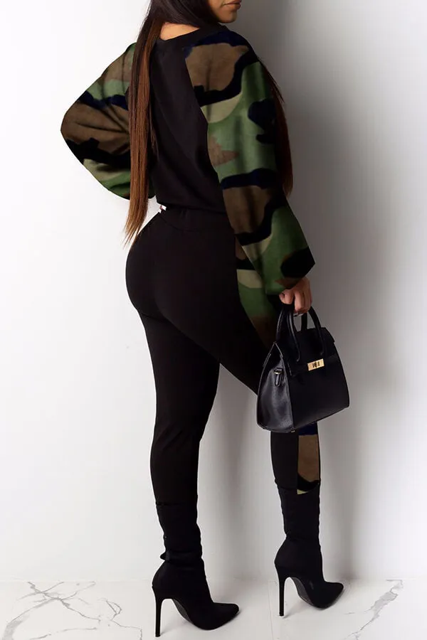 Plus   Curve Off The Shoulder Camouflage Pant Set