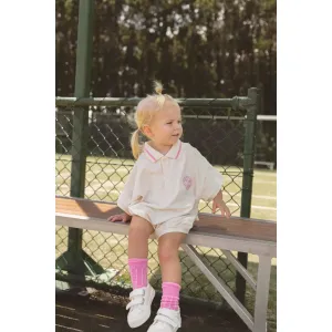 Polo Tshirt Romper - Baby Pink