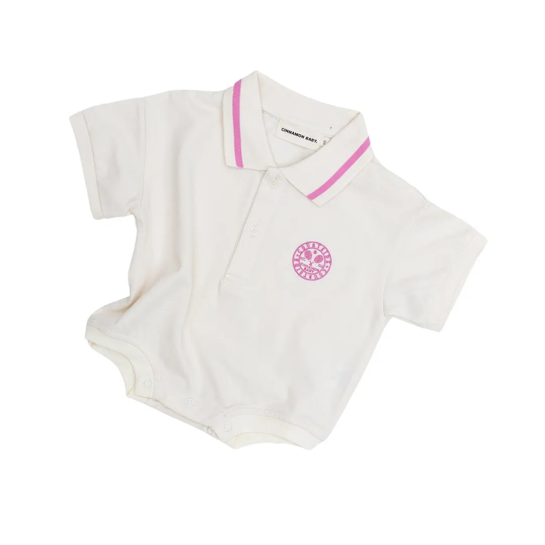 Polo Tshirt Romper - Baby Pink