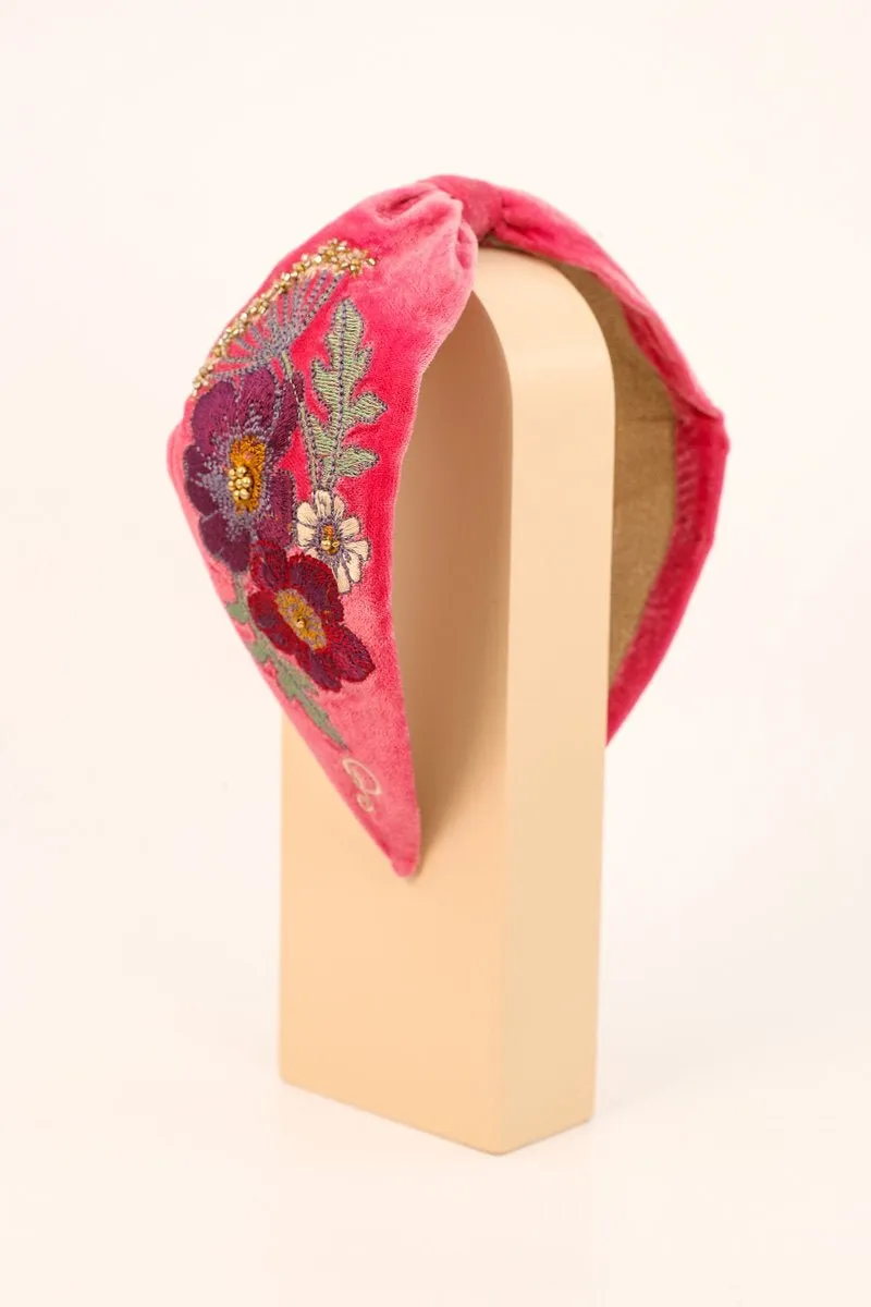 Powder Embroidered Wild Woodland Headband Bubblegum