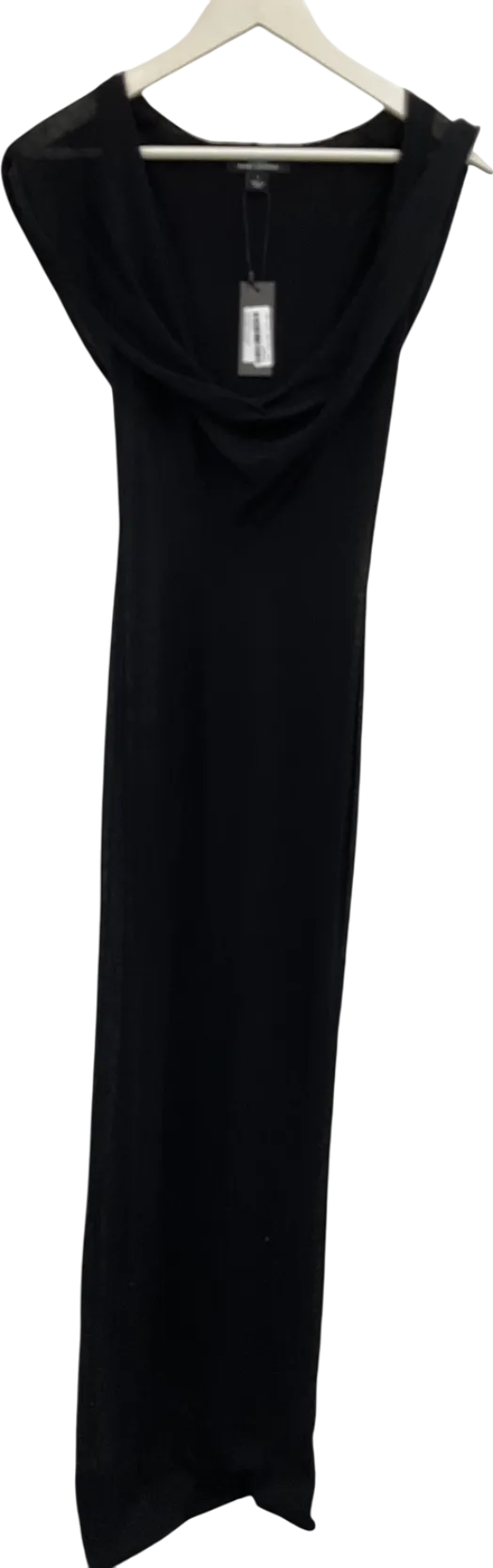 PrettyLittleThing Black Sheer Knit Cowl Hooded Dress UK S