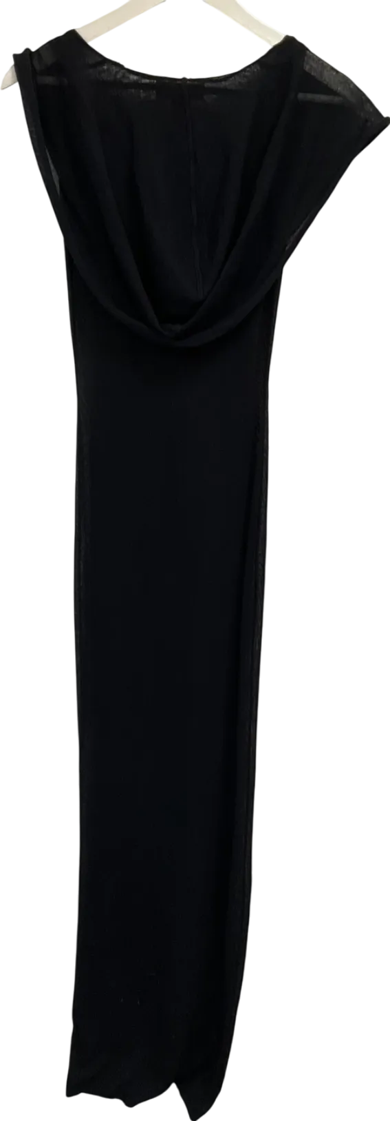 PrettyLittleThing Black Sheer Knit Cowl Hooded Dress UK S