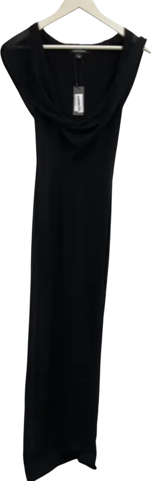 PrettyLittleThing Black Sheer Knit Cowl Hooded Dress UK S