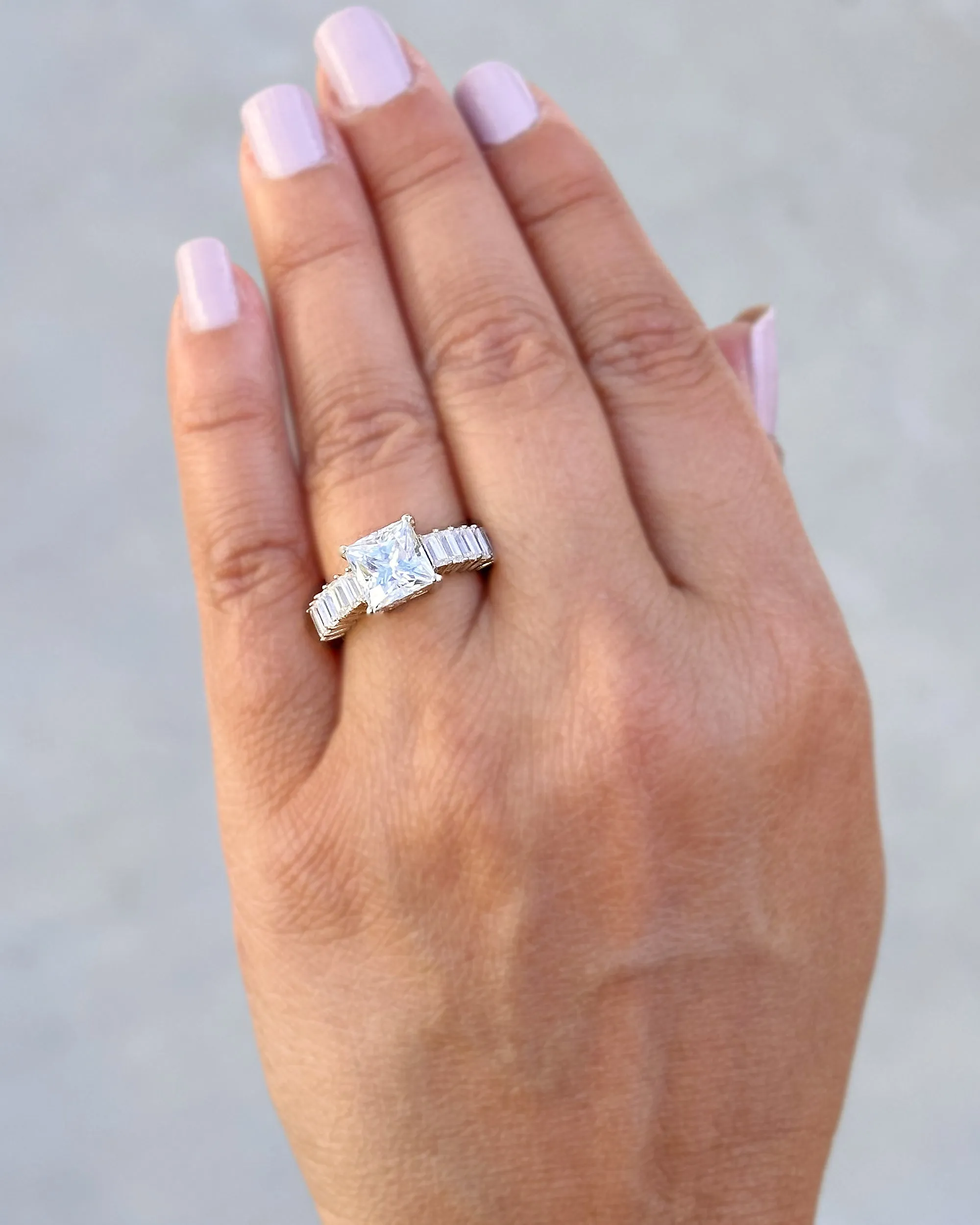Princess Cut And Emerald Baguettes Cut Sides IGI Certified Engagement Ring 14k Solid Yellow Gold Wedding Ring Prong Set Bridal Ring 4.00ctw