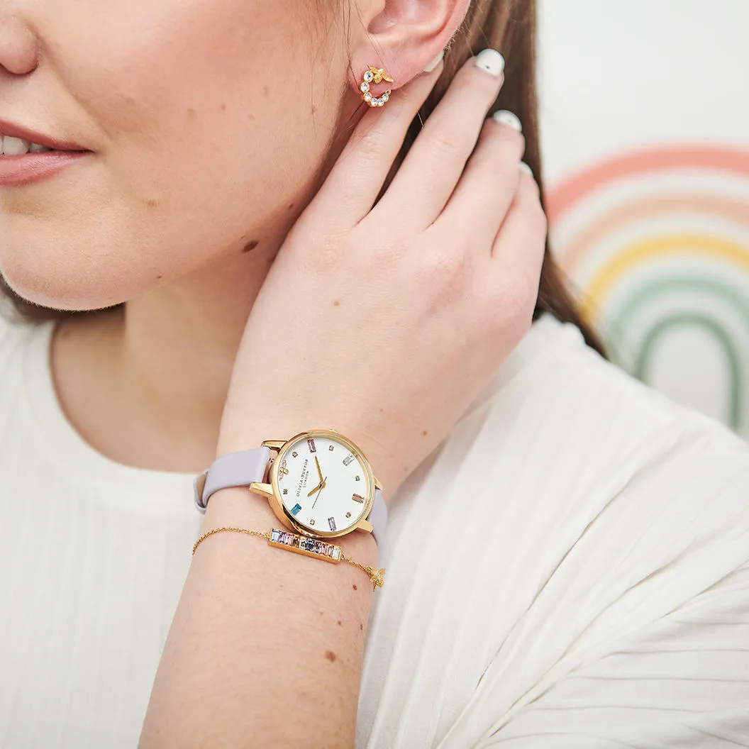 Rainbow Bee Demi Dial Parma Violet and Gold Watch