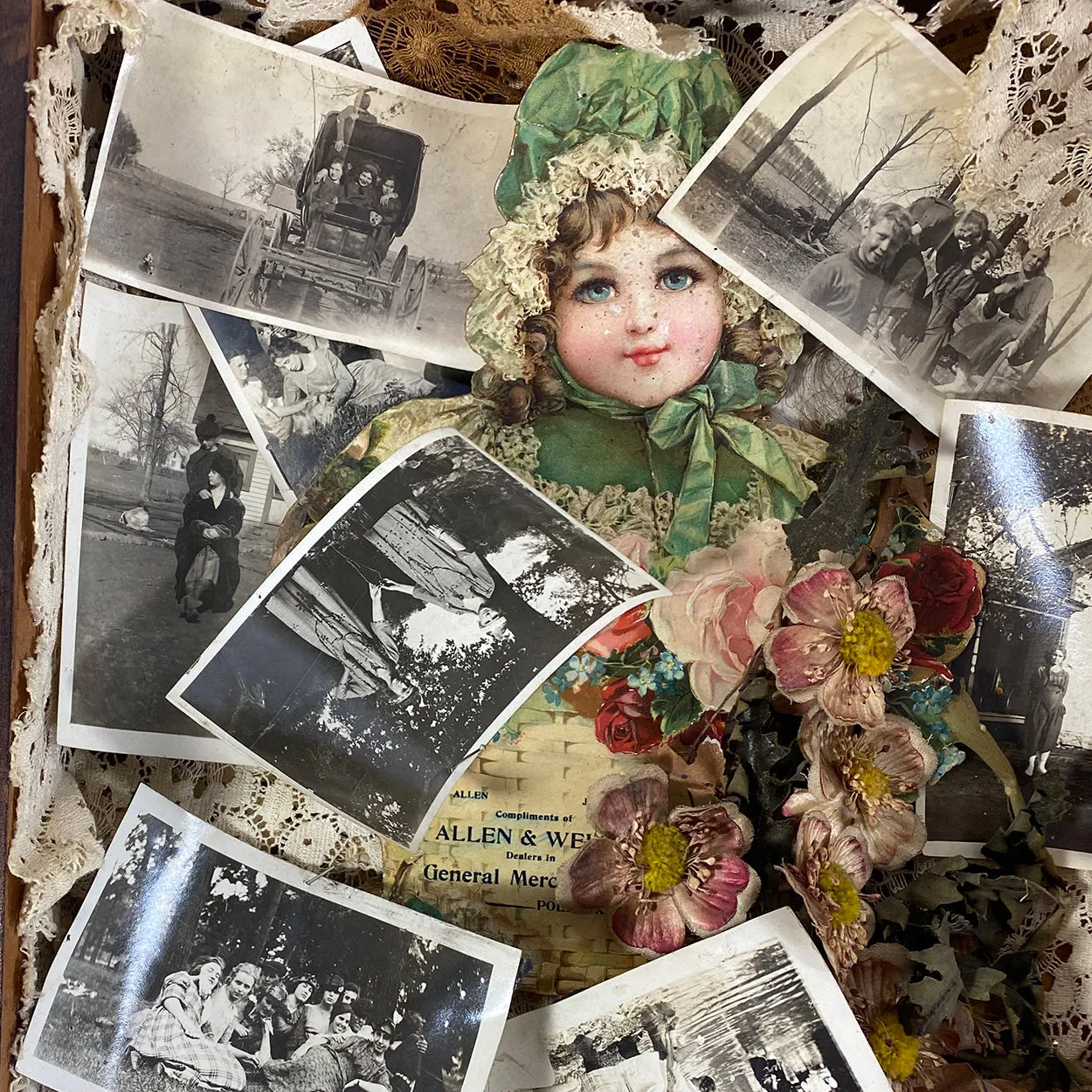 Rare American Photograph Ephemera Shadowbox and Camp Fire Girls Uniform