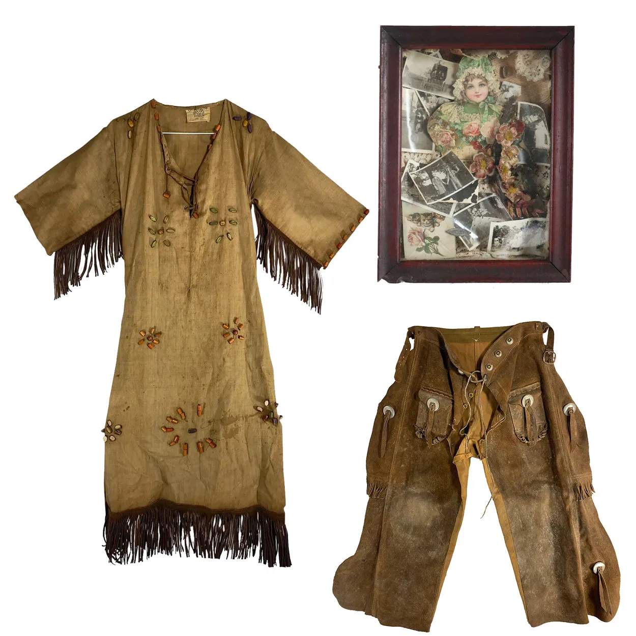 Rare American Photograph Ephemera Shadowbox and Camp Fire Girls Uniform