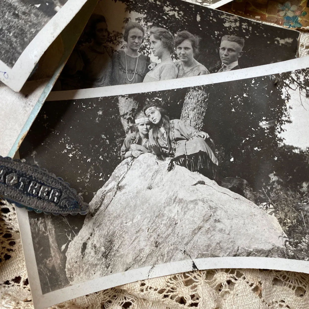 Rare American Photograph Ephemera Shadowbox and Camp Fire Girls Uniform