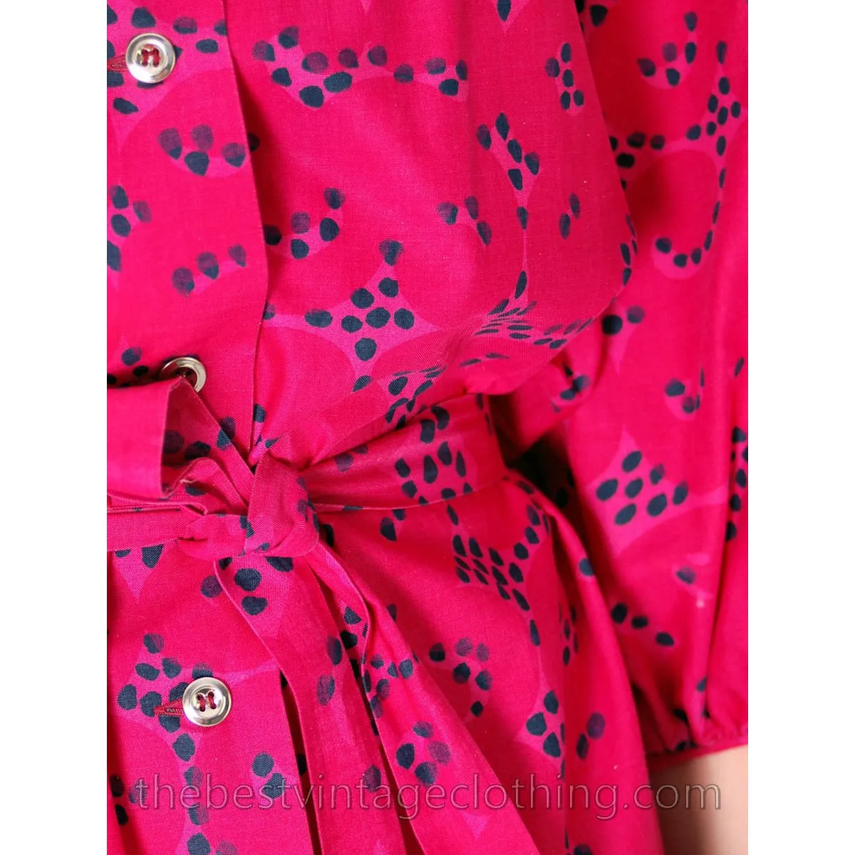 Rare Marimekko Love Letter Rakkauskirje Tarha Pattern Fuchsia Pink Annika Rimala Vintage Maxi Dress  S-M 1970s-80s