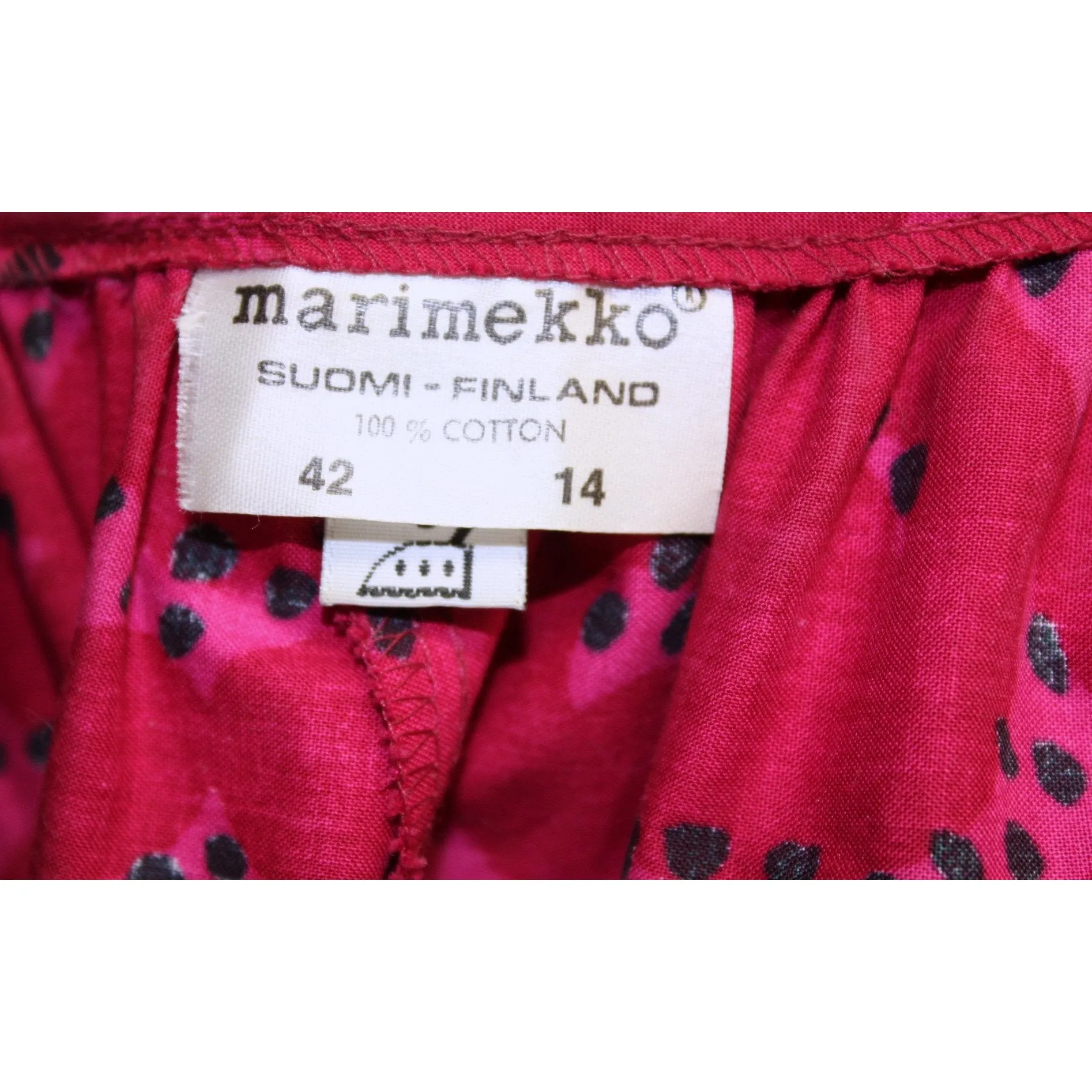 Rare Marimekko Rakkauskirje Love Letter Tarha Pattern Fuchsia Pink NOS Annika Rimala Vintage Maxi Dress  42/14
